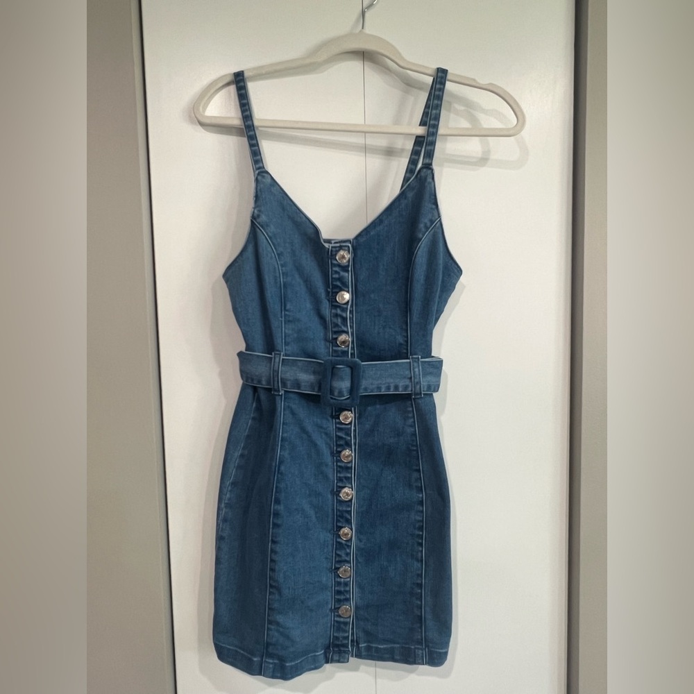 F21 Denim Button-Down Bodycon Dress